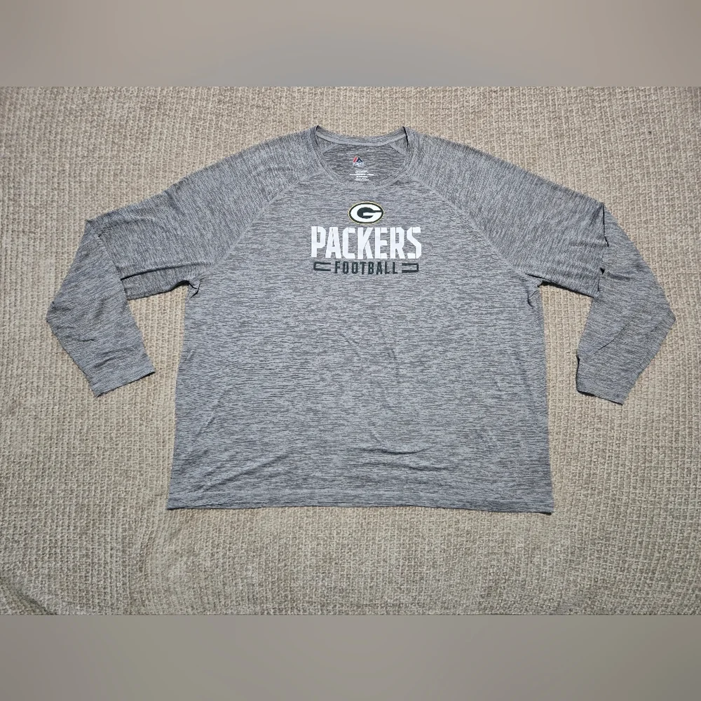Majestic Packers Football Shirt Long Sleeve Size 4XL Green Bay Packers Shirt - Picture 2 of 5